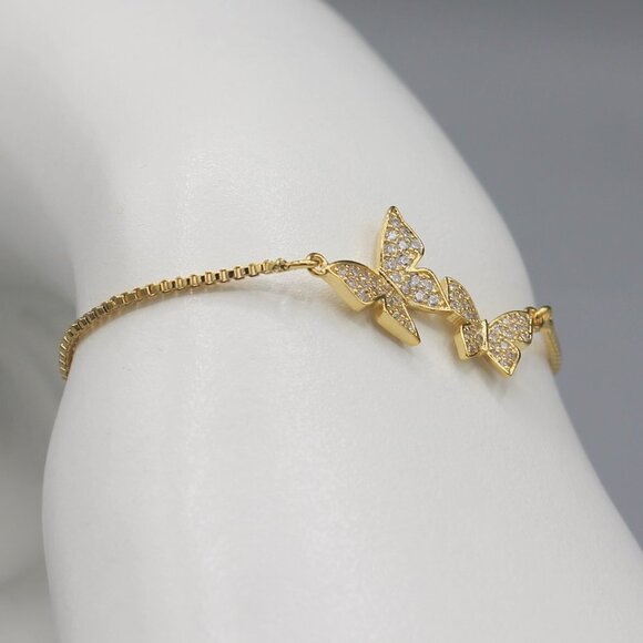 Jewelry bracelet butterfly butterflies symbol of friendship yellow gold dainty - Picture 8 of 8